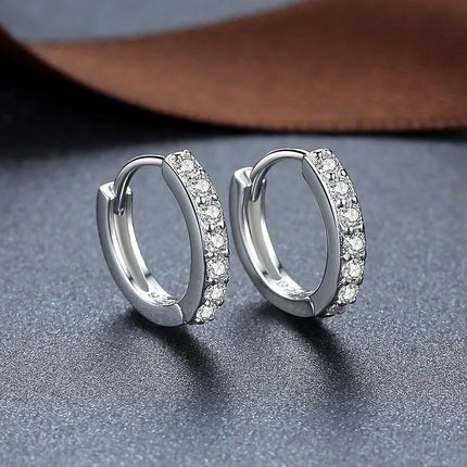925 Sterling Silver Shining Zircon Earrings for Women Vintage Simple Round Circle Hoop Earrings Designer Party Jewelry Gifts PlatiNum