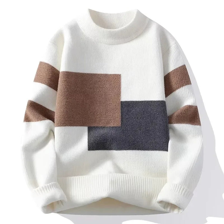 Autumn Winter New Men's Sweater Fashion Patchwork O-Neck Knit Pullovers Men Loose Casual Knitted Sweaters Hip Hop Streetwear Man