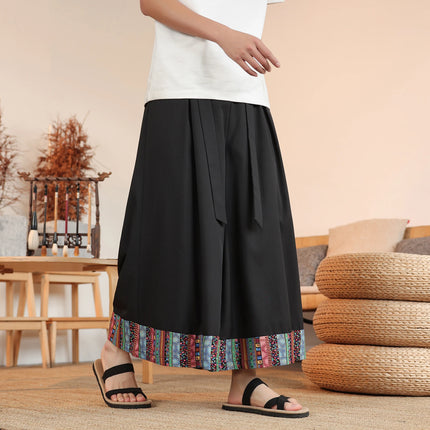 Pantaloni a gamba larga Samurai giapponese Pantaloncini estivi leggeri Patchwork Pantaloni larghi casual Pantaloni traspiranti alla moda alla moda da uomo