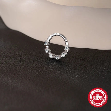 CANNER 1PC 6/7/8/9mm Moissanite 925 Sterling Silver Hoop Earrings Women Round Circle Piercing Earings Personalized Fine Jewelry PlatiNum