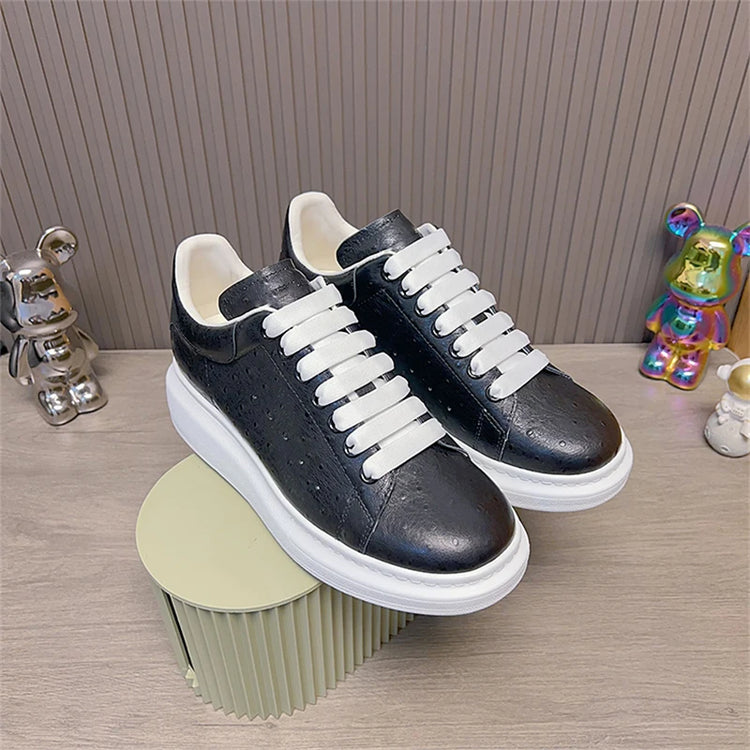Men Genuine Leather Platform Causal Sneakers Moccasins for Man Black Luxury Brand Designer Loafers High Quality Footwear Shoes