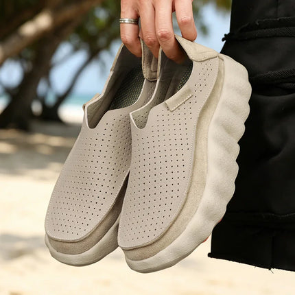 Mocassini da Uomo per Camminata all'Aperto, Scarpe Casual alla Moda, Scarpe da Passeggio in Pelle Morbida, Calzature Traspiranti per Guida, Mocassini Morbidi