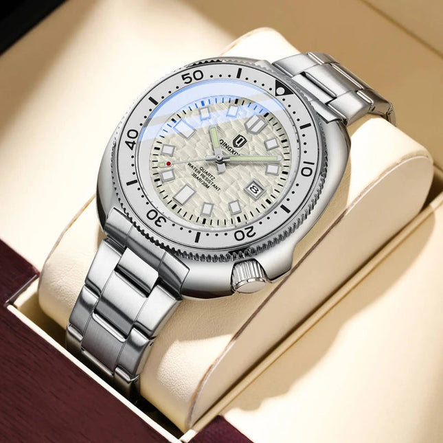 QINGXIYA Orologi al quarzo da uomo di lusso delle migliori marche Cinturino in acciaio inossidabile di alta qualità Orologio sportivo di moda con data luminosa impermeabile platinumshop