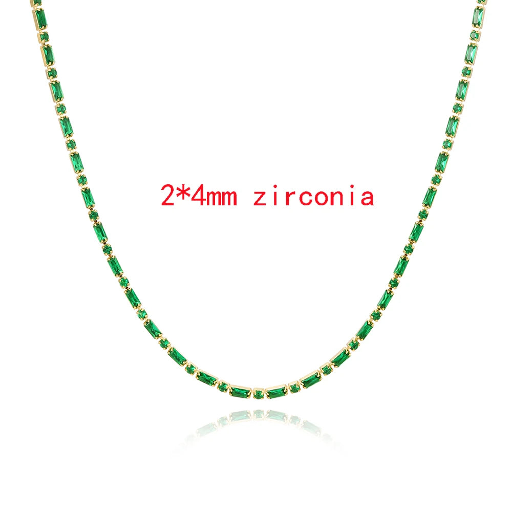 Collana a catena da tennis Hip Hop con zirconi cubici verdi stile misto CZ per donna Gioielli girocollo in oro 18 carati con smeraldi di cristallo per feste di strada