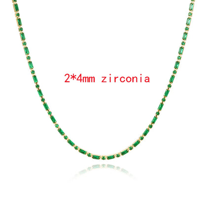 Collana a catena da tennis Hip Hop con zirconi cubici verdi stile misto CZ per donna Gioielli girocollo in oro 18 carati con smeraldi di cristallo per feste di strada