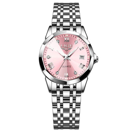LIGE Orologio al Quarzo di Lusso per Donna, Elegante Bracciale Luminoso e Impermeabile, Regalo Ideale platinumshop
