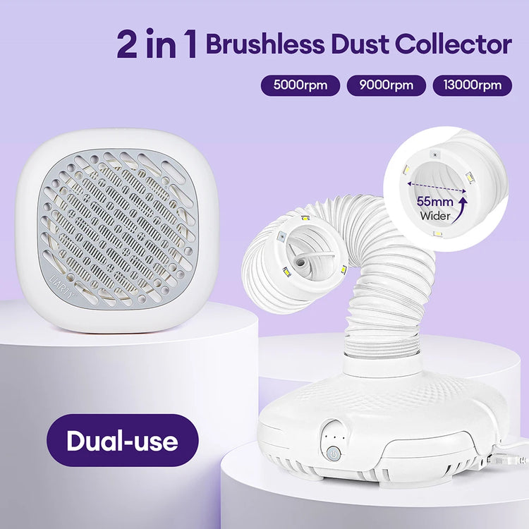 Turbo Brushless Nail Dust Collector Vacuum Cleaner  with LED Tube Strong Power Manicure Dust Extractor Gel Polish Dust Fans Art Equipment