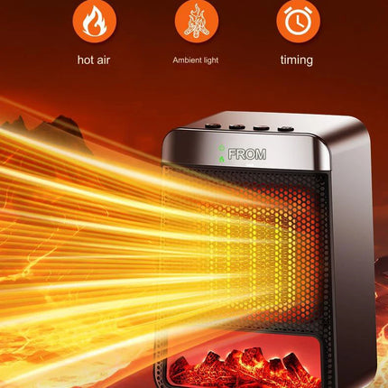 1000W Flame Portable Electric Heater Portable Desktop Fan Warm Air Blower for Ptc Heating Household Office Mini Space Heater