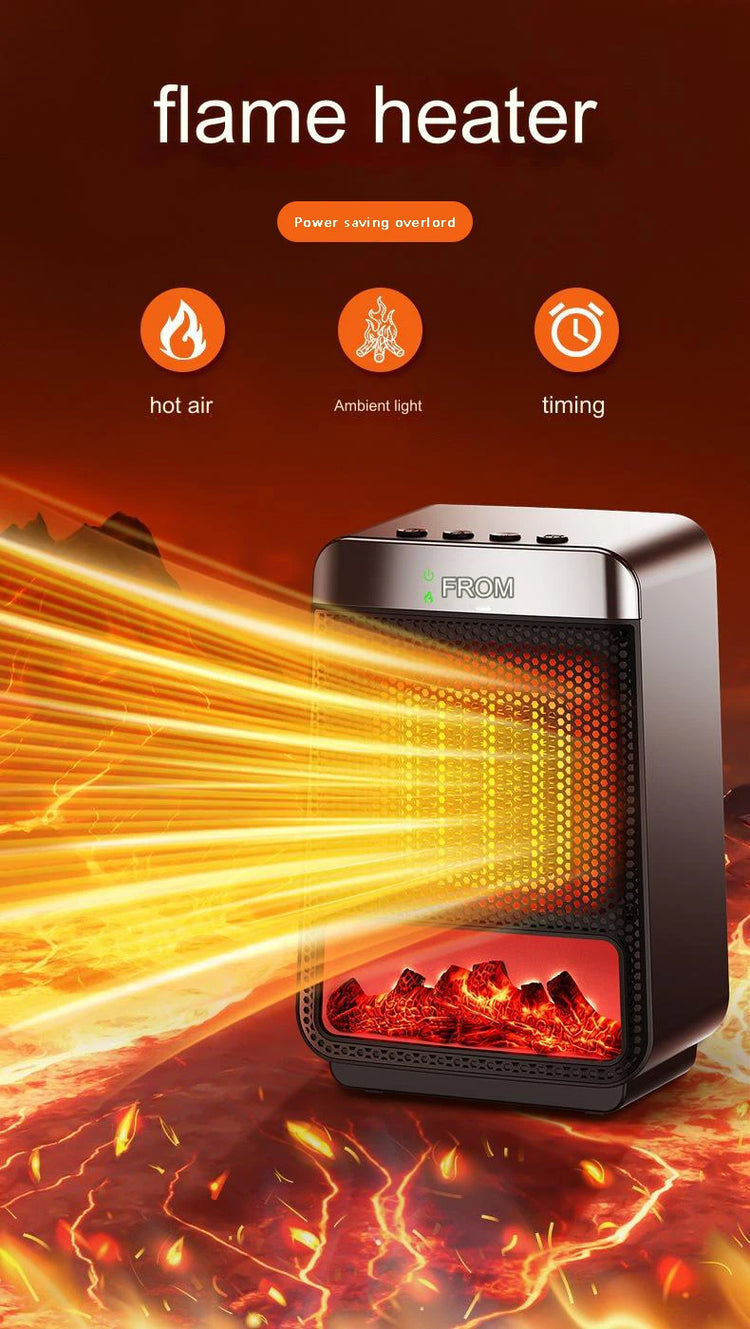 1000W Flame Portable Electric Heater Portable Desktop Fan Warm Air Blower for Ptc Heating Household Office Mini Space Heater