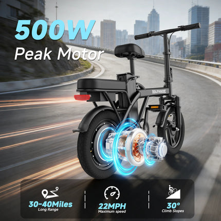 Bicicletta Elettrica a Due Ruote X14 500W 48V 9AH con Pneumatici Resistenti all'Usura, Velocità Massima di 35 km/h, Autonomia di 65 km e Capacità di Carico Massima di 120 kg, Ideale per Gite Genitore-Figlio (Disponibile in