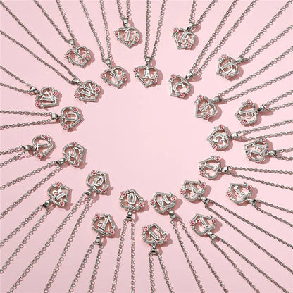 Collana con ciondolo fiore lettera AZ femminile carina, regalo di gioielli da sposa color argento per le donne