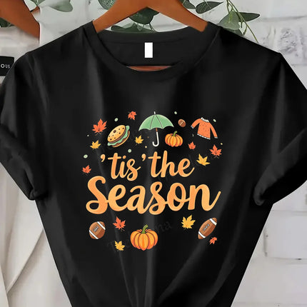Comoda maglietta da donna con stampa strappata dalla maglietta autunnale con fragole |   Maglietta da donna Fall Harvest