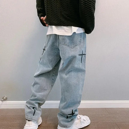 Jeans Men Wide Leg Cargo Pants Streetwear Baggy Men Korean Fashion Loose Straight Male Clothing Y2K Hip Hop Style Male Trousers PlatiNum