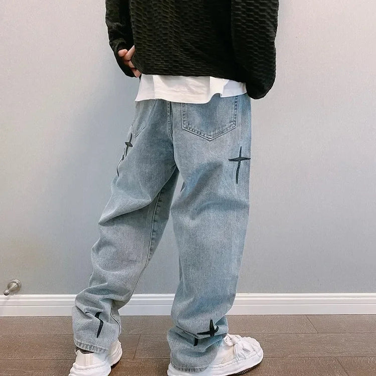 Jeans Men Wide Leg Cargo Pants Streetwear Baggy Men Korean Fashion Loose Straight Male Clothing Y2K Hip Hop Style Male Trousers PlatiNum