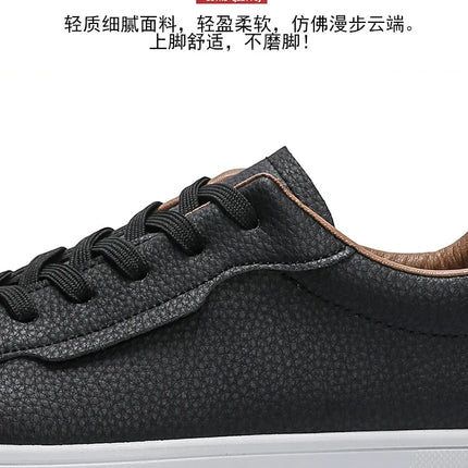 2026Mens Board Shoes Classic Lace Up Lightweight Breathable Casual Leather Sports Shoes Daily Comfortable Male Business Sneakers