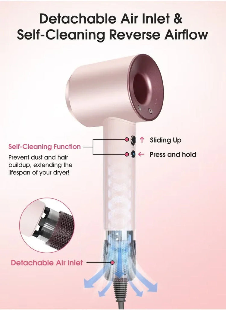 Advanced 5-in-1 Hair Dryer and Styler Set by Don Feliz with 1600W Power, Ionic Function, Real-time Temperature Control, Cool Shot, Magnetic Nozzles, Fast Drying, Anti-Tangle Design for Professional Styling at Home or Travel.