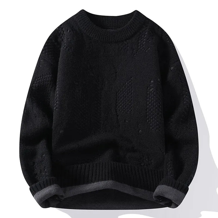 Autumn Winter Fashion Hole Knit Sweater Men O-Neck Solid Color Youthful Vitality Casual Knitted Pullovers Man Streetwear Sweater