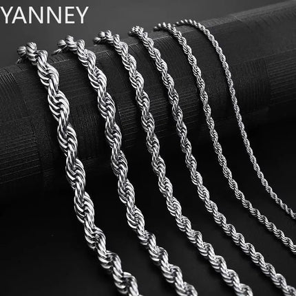 925 Sterling Silver 2/3/4MM 16-24 Inches Rope Chain Necklace For Men Women Fashion Punk Wedding Party Gifts Jewelry Charm PlatiNum