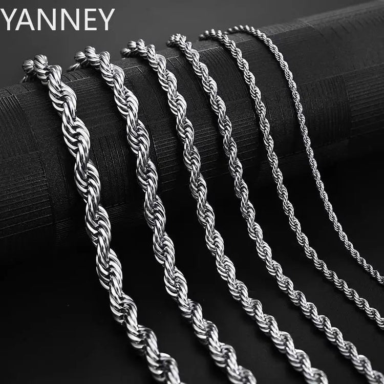 925 Sterling Silver 2/3/4MM 16-24 Inches Rope Chain Necklace For Men Women Fashion Punk Wedding Party Gifts Jewelry Charm PlatiNum