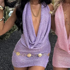 Summer Pool Party Beach Holiday Bikini Cover Up Sexy Backless Hollow Out Tie Up Dress Abito corto trasparente alla moda lavorato a maglia platinumshop