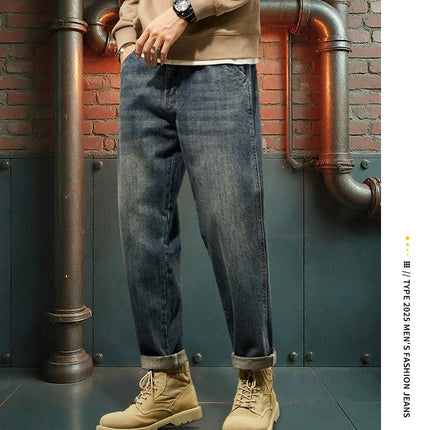 New Men's Loose Jeans Fashionable Outdoor Casual Harem Pants Retro Blue Baggy Street Hip-hop Work Pants