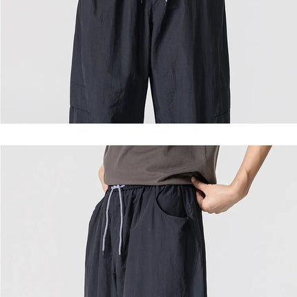 Pantaloni estivi da uomo Haori Harajuku Pantaloni a gamba larga con elastico in vita Pantaloni comodi da uomo oversize per sport all'aria aperta Pantaloni da jogging Streetwear