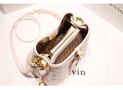 2024 borsa a secchiello portatile in pelle dolce e di lusso con stampa floreale delicata e sciarpe bella borsa a tracolla da donna