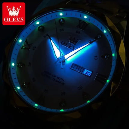 OLEVS Orologio da uomo al quarzo originale Orologio da uomo di lusso con calendario aziendale alla moda in acciaio inossidabile Orologio da specchio a forma impermeabile platinumshop