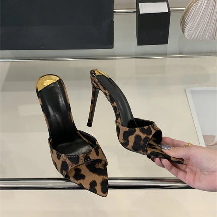 Hlieny 2026 Summer Fashion Stiletto Heels Women's Pointed Slippers Banquet Dress Sandals Party Wedding Mule Presentations Game Manufacturers Shoes