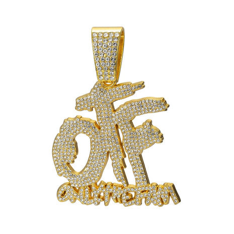 Hip Hop Fashion English Letter OTF Pendant Cuban Chain Necklace,  Suitable For Daily Wear By Men And Women , Rock Party Jewelry PlatiNum