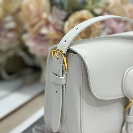 Borsa a Tracolla in Pelle Liscia Bianco Sporco, Lussuosa Borsa Multifunzione da Spalla