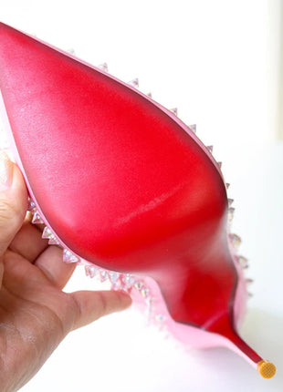 Tacchi alti tempestati di rosa, alla moda, bocca ultra poco profonda, punta a punta, tacco sottile, cielo odio, stile punk alto, 12 cm platinumshop