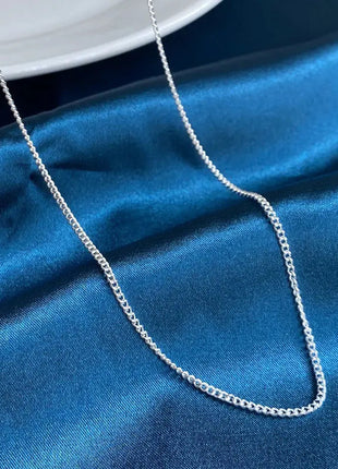 925 Sterling Silver 2MM 40-75cm Side Chain Necklace Men Women Charm Wedding Party Gift Jewelry Christmas Accessories PlatiNum