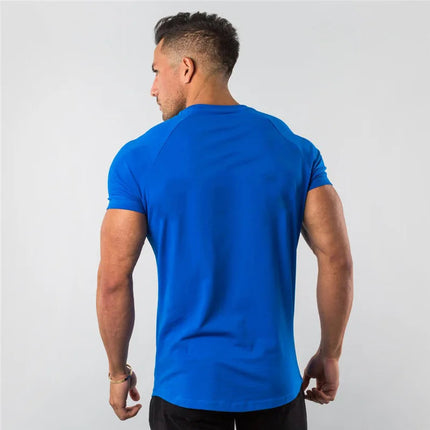 Men's Summer Skinny Casual T-Shirt Short Sleeve Tee Male Gym Fitness Sport Cotton Tops Man Running Workouts Sweatshirt Clothing PlatiNum