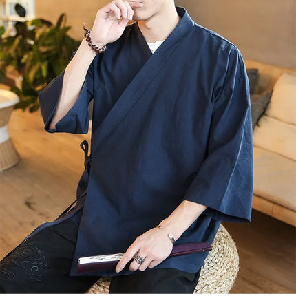 Camicie Kung Fu Stile Cinese, Abbigliamento Tradizionale Tai Chi, Completo Tang in Tinta Unita, Bluse Casual Comode in Cotone per Uomo