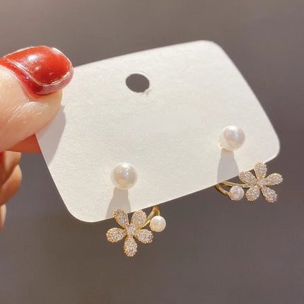 Gioielli in oro 14k di lusso Orecchini in oro reale Zircone Perla Twist Orecchini a bottone di lusso per le donne Brincos Pendientes Bijoux platinumshop