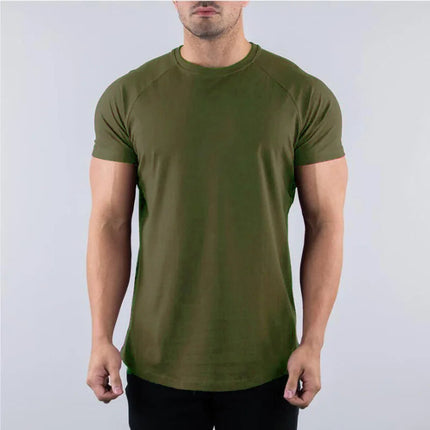 Men's Summer Skinny Casual T-Shirt Short Sleeve Tee Male Gym Fitness Sport Cotton Tops Man Running Workouts Sweatshirt Clothing PlatiNum