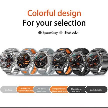 Military Grade Sapphire Smart Watch HeartRate SO2 BT5.3 Call Custom dial Smartwatch for Men Breathable Band Sports watch 1400mAh