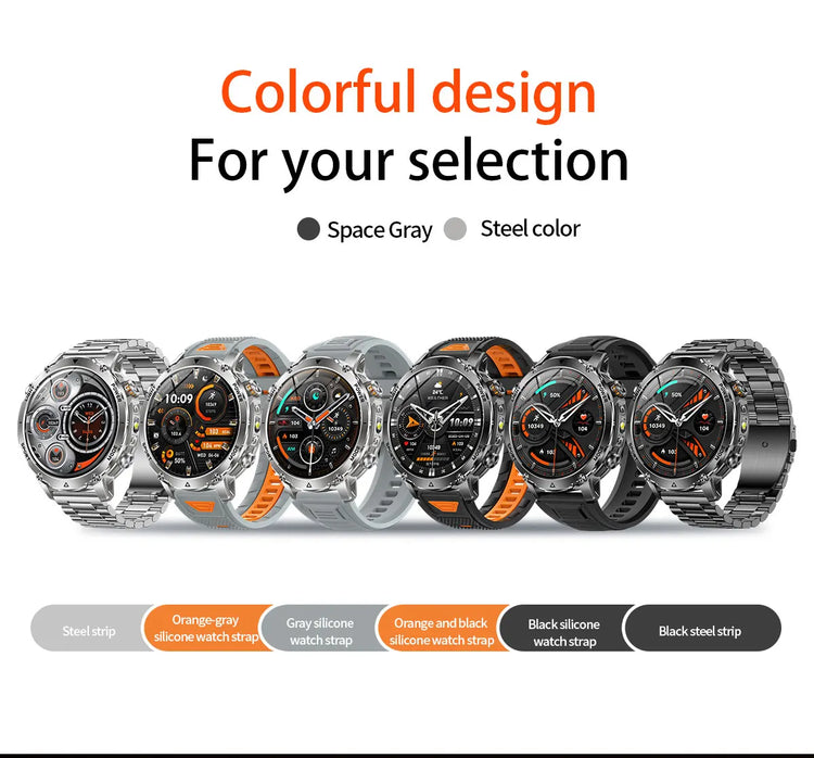Military Grade Sapphire Smart Watch HeartRate SO2 BT5.3 Call Custom dial Smartwatch for Men Breathable Band Sports watch 1400mAh