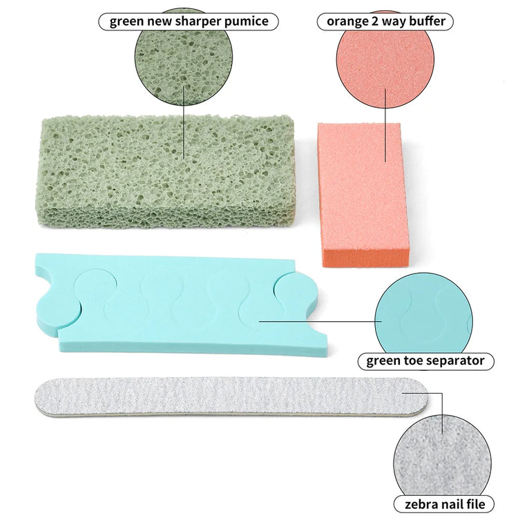 400 Sets/Case Disposable New Sharper Pumice Pedicure Kits Manicue Tools Sand File Buffer Sponge Block 4 In 1 Nail Sets