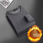 Men's Long Sleeve Thermal Underwear Fleece Lined Thick T-Shirt round Neck Slim Fit Base Shirt Pure Color Inner Wear Autumn Top PlatiNum