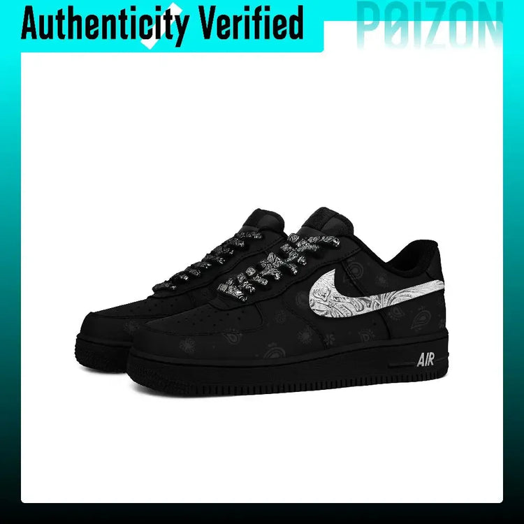 Nike Air Force 1 Skate Shoes Unisex Low-top Black/Silver CW2288-001(Team1921--)