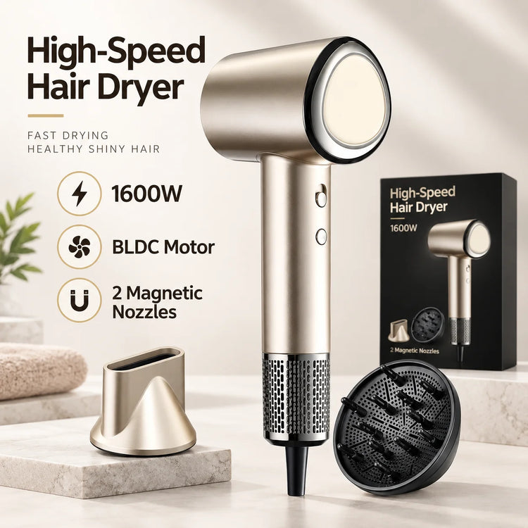 1600W High Speed Hair Dryer RH1886 BLDC Motor 200 Million Negative Ions 4 Heat Settings 2 Speeds Concentrator Diffuser