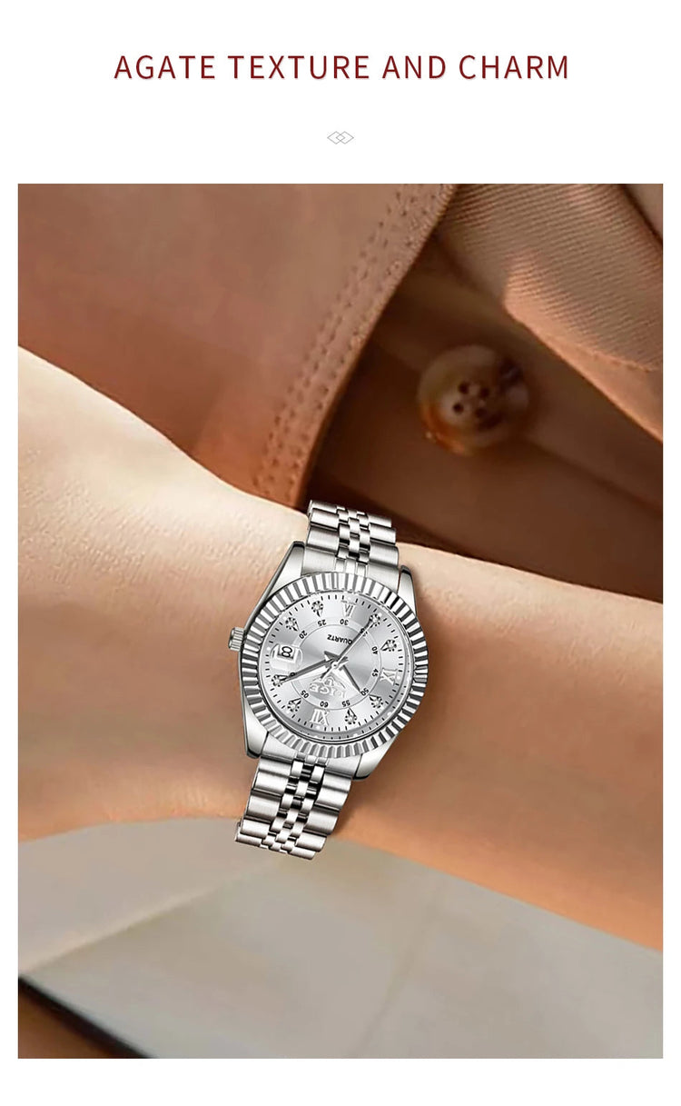 Orologio da Polso LIGE di Lusso con Strass per Donna, Cinturino in Acciaio Inossidabile, Movimento al Quarzo, Regalo, Reloj Mujer platinumshop
