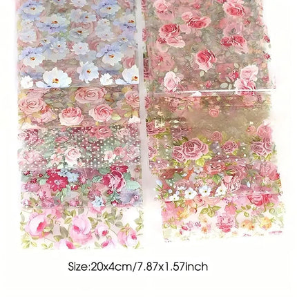 10PCS Mixed Nail Art Foils Transfer Sticker Set Rose Flower Designs Floral Starry Sky Nail Wraps Wedding Summer Manicure Decor 2028