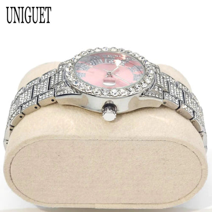 Orologio da Donna UNIGUET di Lusso alla Moda, Elegante Quadrante Piccolo con Diamanti Rosa, Mini Orologio da Polso al Quarzo Bling-Bling da Donna, Regalo platinumshop