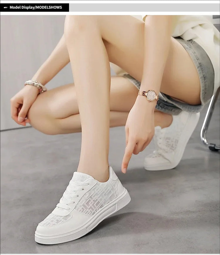 Casual Ell Toe Sneakers Low Top Spor Flats Trendy Versatile Student Leisure Rubber Outsole Summer Breathable Jogging Shoes