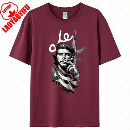 Che Guevara Shirt Rebel Cuban Shirt Guerrilla Revolution Casual Short Sleeve Men's High Quality Cotton T-Shirt