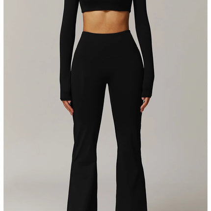 High Waist Wide Leg Pants Leggings Women Tights Fitness Bell-bottoms Yoga Elastic Leggings Push Up Gym Workout Flared Pants PlatiNum