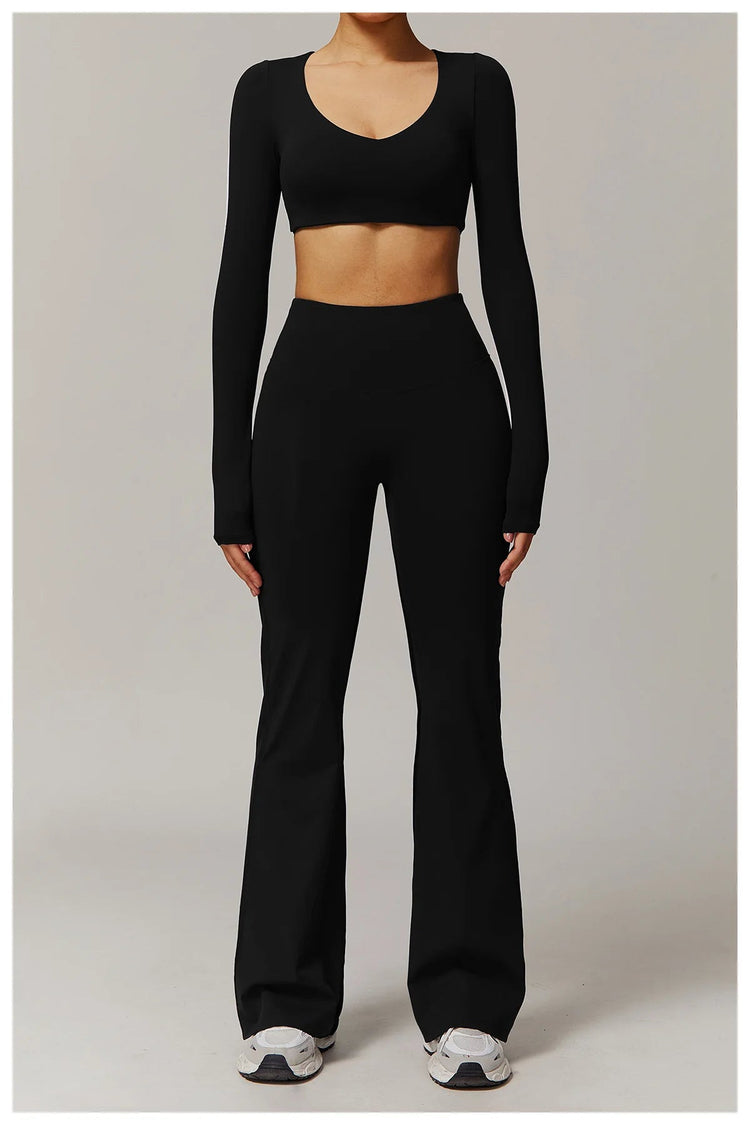 High Waist Wide Leg Pants Leggings Women Tights Fitness Bell-bottoms Yoga Elastic Leggings Push Up Gym Workout Flared Pants PlatiNum